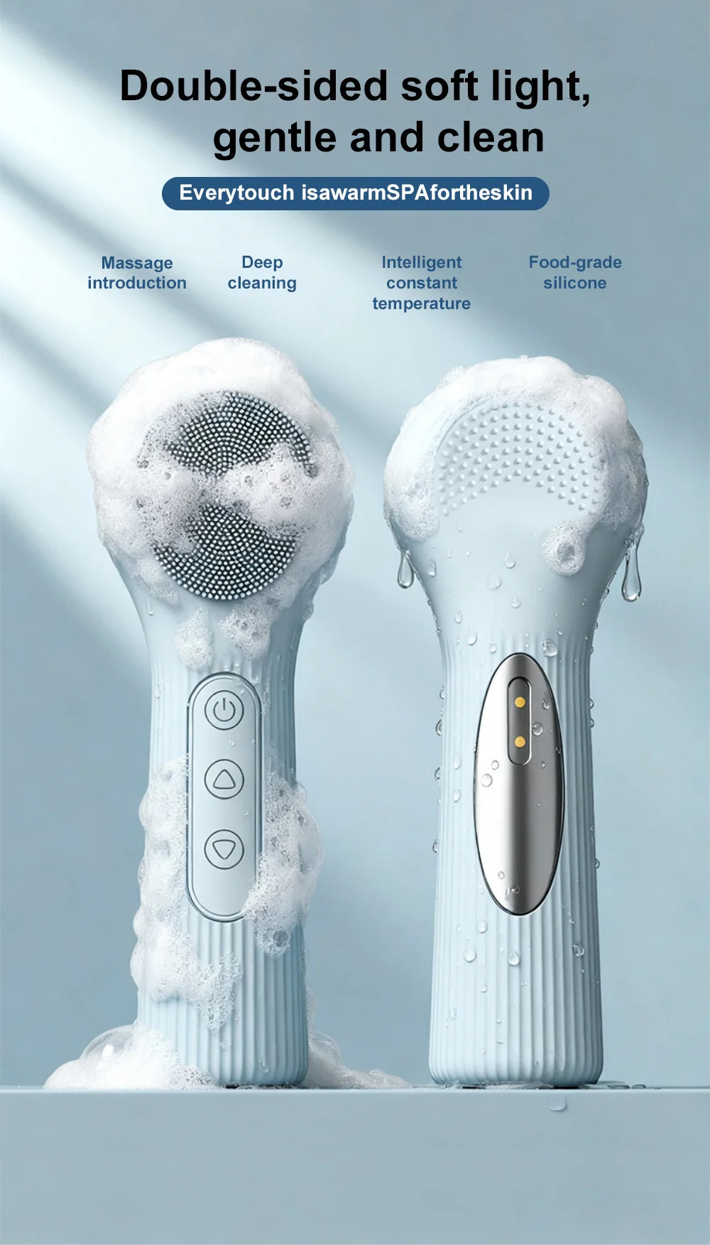 2-in-1 Heated Silicone Facial Cleansing Brush