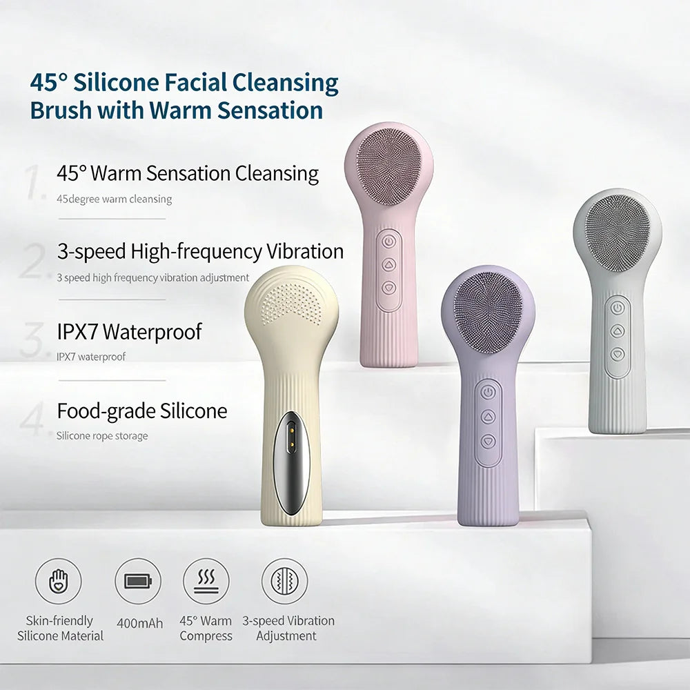 2-in-1 Heated Silicone Facial Cleansing Brush