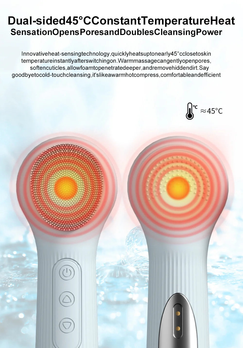 2-in-1 Heated Silicone Facial Cleansing Brush