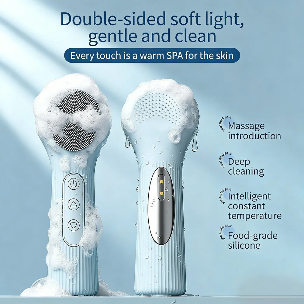 2-in-1 Heated Silicone Facial Cleansing Brush