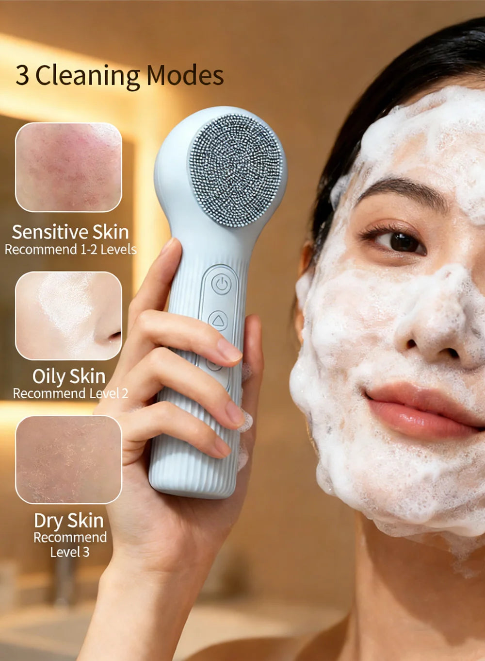 2-in-1 Heated Silicone Facial Cleansing Brush