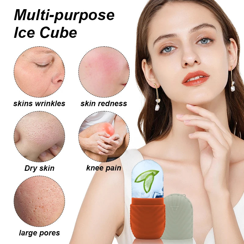 Facial Ice Massage Roller – Silicone Skin Cooling & Beauty Tool