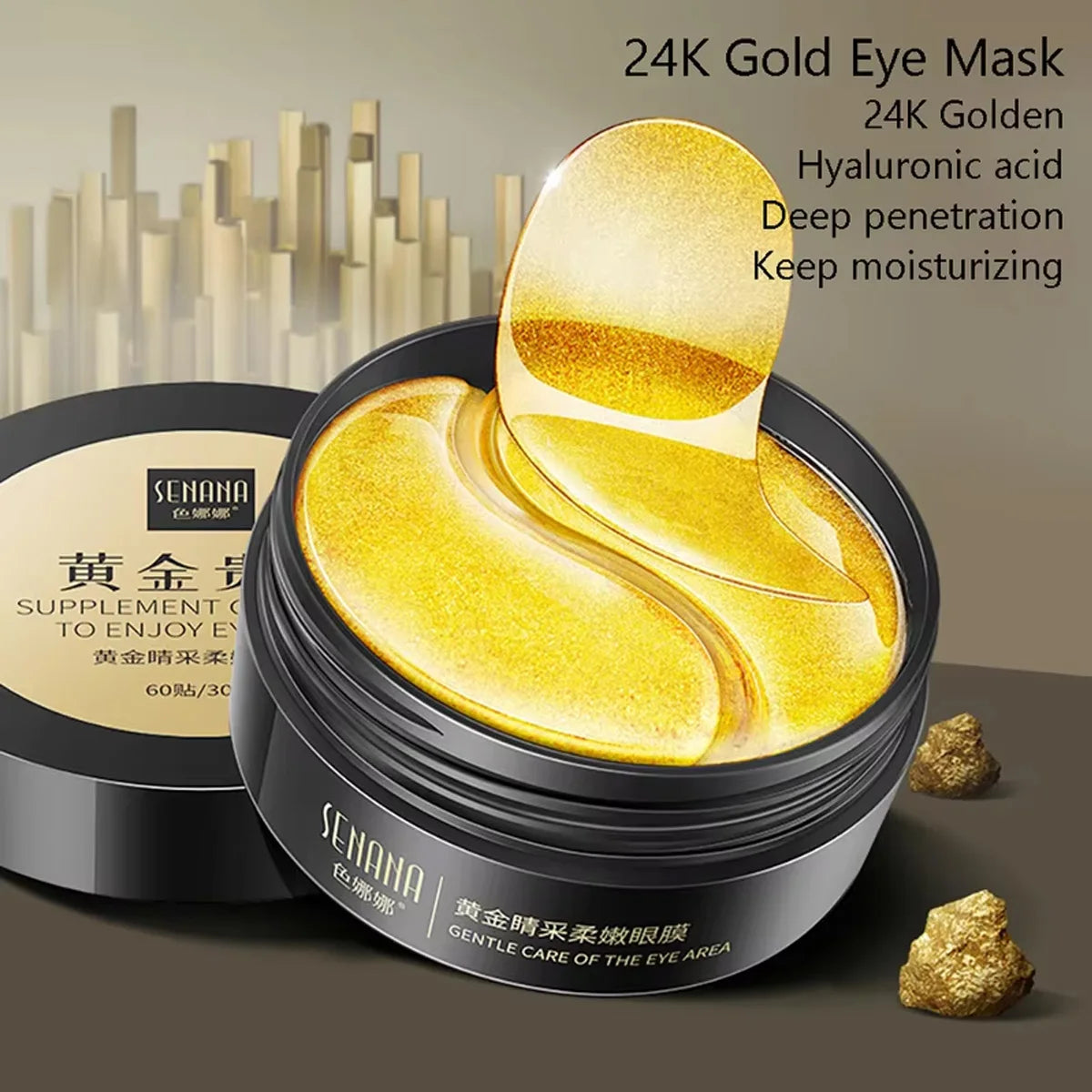 Hyaluronic Acid Eye Mask – 60 Pcs Under Eye Patches for Dark Circles & Puffiness