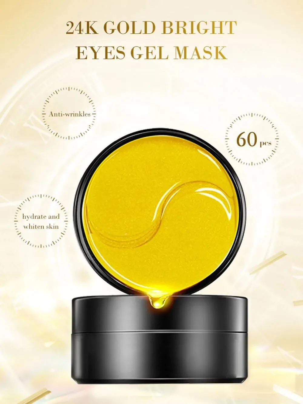 Hyaluronic Acid Eye Mask – 60 Pcs Under Eye Patches for Dark Circles & Puffiness